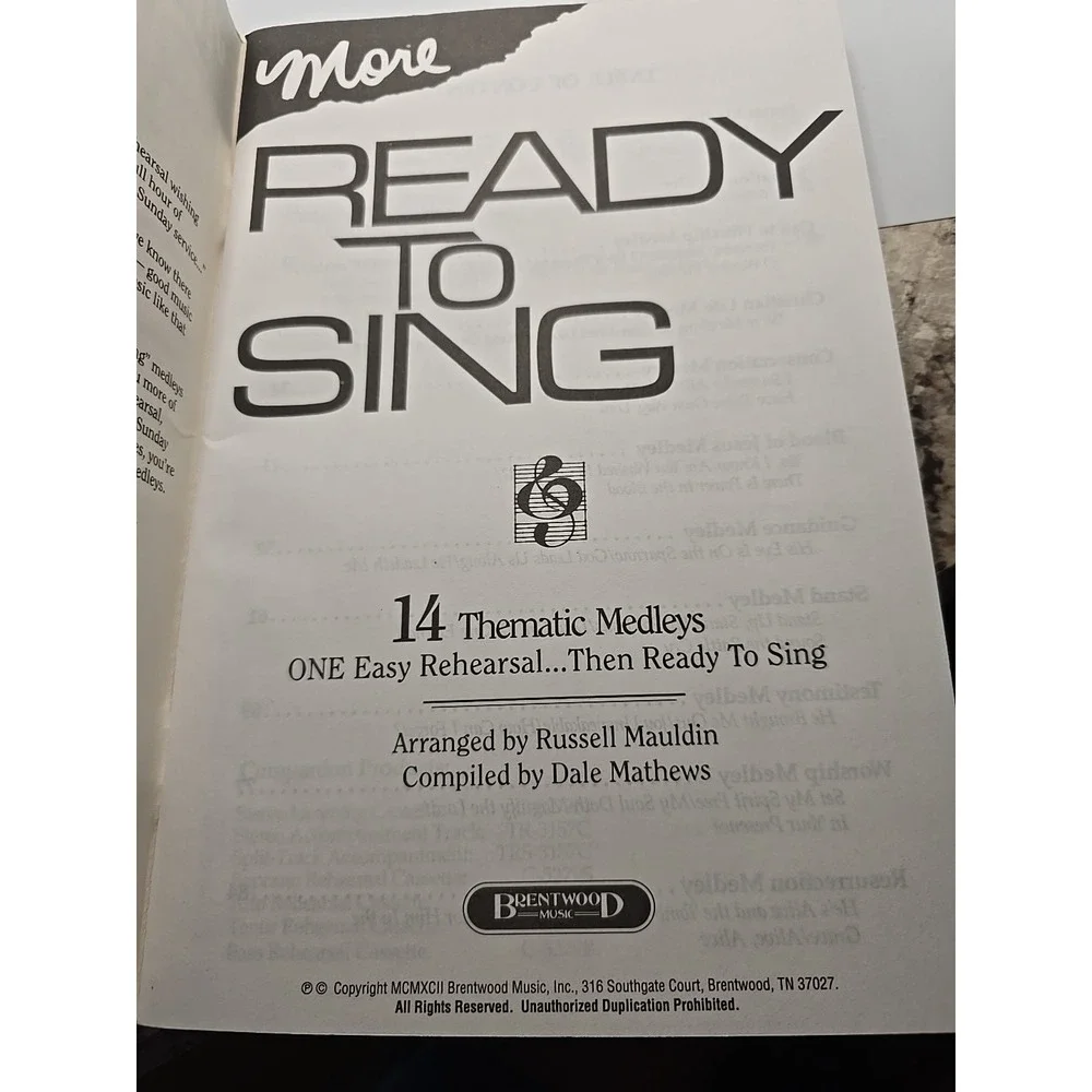 READY TO SING 14 Thematic‎ Medleys By Russell Mauldin 14 Arrangements